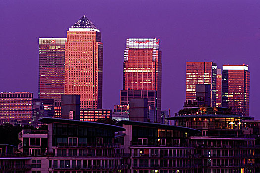 摩天大楼,黄昏,伦敦,英格兰
