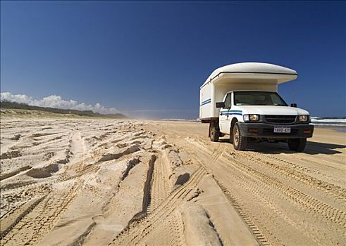 野外,露营者,四驱车,海滩,弗雷泽岛,昆士兰,澳大利亚