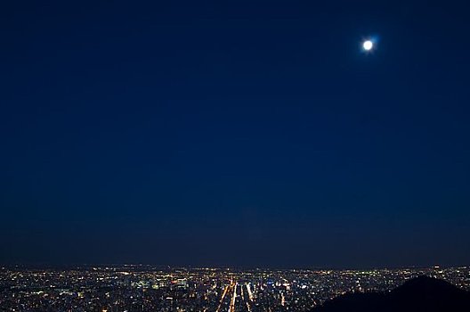 夜景,山