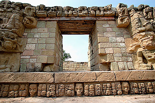中美洲,洪都拉斯,石头,雕刻,玛雅,装饰,庙宇,窗户