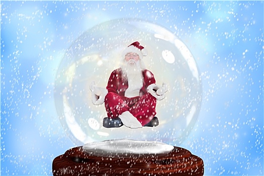 合成效果,图像,圣诞老人,瑜珈,雪中,球体