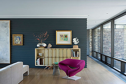 紫色,椅子,现代,宽敞,起居室