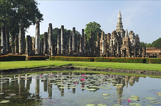 玛哈泰寺,庙宇,世界遗产,素可泰,泰国,亚洲