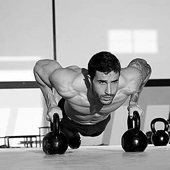 健身房,男人,俯卧撑,力量,训练,锻炼