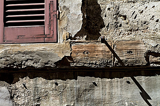 老,砖石建筑,百叶窗,翁布里亚,意大利