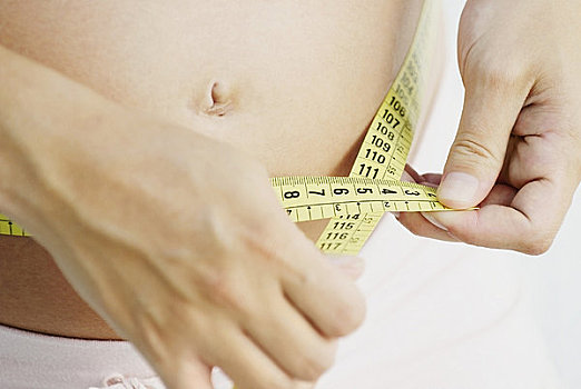 腰部,孕妇,测量,腹部,皮尺