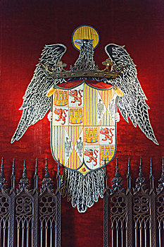盾徽,天主教,国王,阿拉贡,卡斯蒂利亚,房间,城堡,塞戈维亚,塞戈维亚省,西班牙