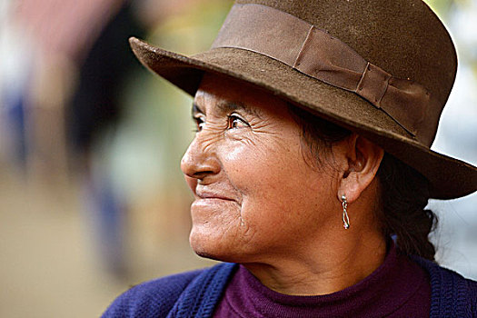 老太太,戴着,传统,帽子,头像,省,秘鲁,南美,图像,条理