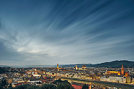 俯拍,城市,米开朗基罗,佛罗伦萨,意大利