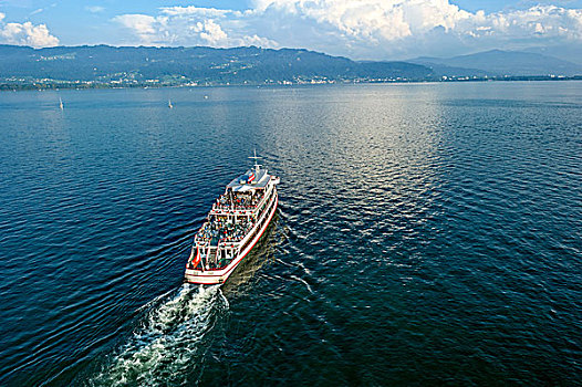 乘客,渡轮,康士坦茨湖,林道,斯瓦比亚,巴伐利亚,德国,欧洲