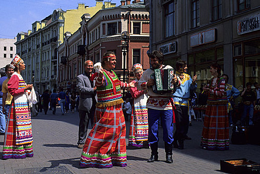 俄罗斯,莫斯科,街道,民俗,群体,表演