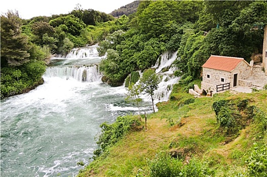 风景,瀑布,区域,克罗地亚