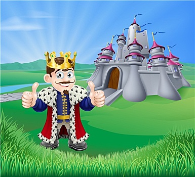 卡通,国王,城堡