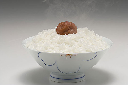 碗,米饭,腌制,李子
