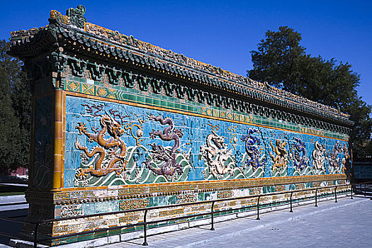 龙,雕刻,墙壁,北海公园,北京,中国