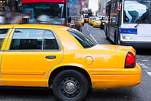 时代广场,纽约,黄色出租车,出租车,白天,美国