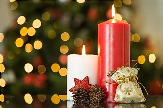 聚焦,圣诞节,蜡烛,装饰