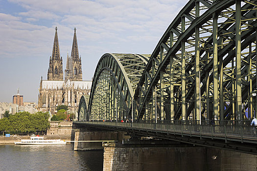 霍恩佐伦大桥,科隆大教堂,莱茵河,科隆,北莱茵威斯特伐利亚,德国
