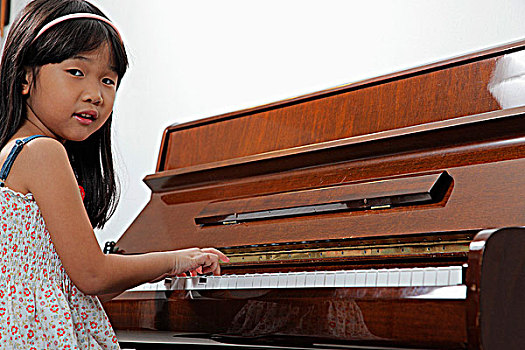 孩子,中国人,女孩,演奏,钢琴