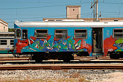 意大利,铁路,货车,涂鸦,佩萨罗,欧洲