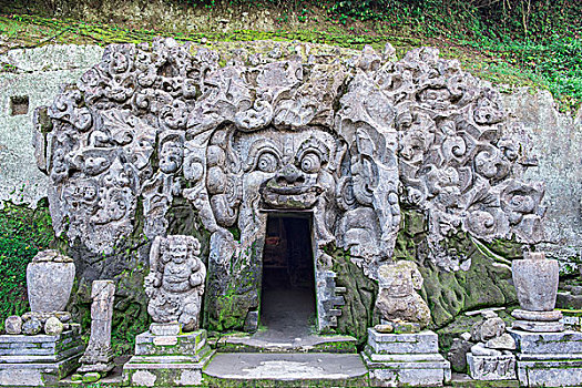 入口,果阿,大象,洞穴,巴厘岛,印度尼西亚,亚洲