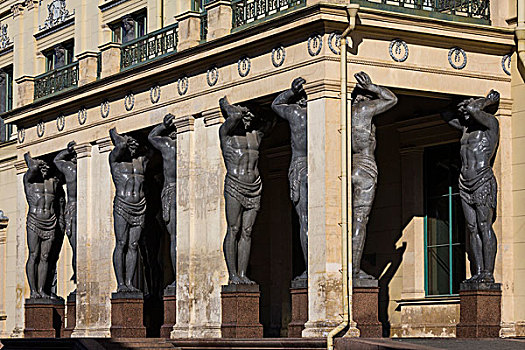 男像柱,偏僻寺院,雕塑,拿着,向上,柱廊,冬宫博物馆,彼得斯堡,俄罗斯