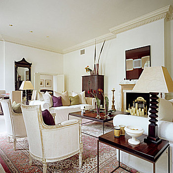 客厅,英国,别墅,白色,组合沙发,现代,茶几