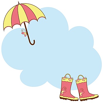 插画,可爱,雨鞋,伞