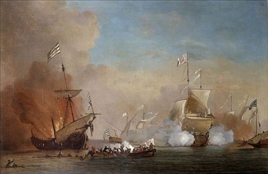 攻击,英国,海军,17世纪,艺术家