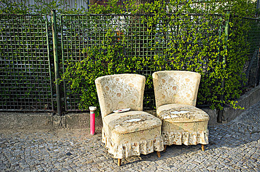 两个,扶手椅,公路,柏林,德国,欧洲