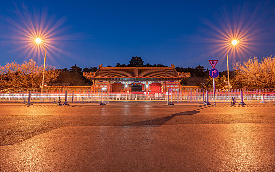 蓝调时刻北京古建筑