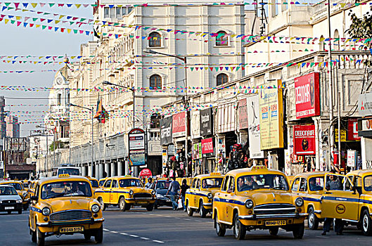 出租车,户外,龙目岛,大酒店,道路,加尔各答,西孟加拉,印度