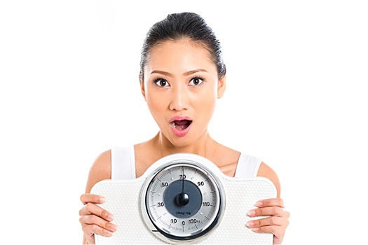 亚洲女性,秤,减肥