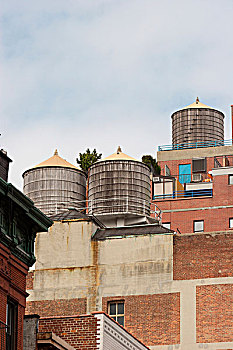 屋顶,木质,水箱,格林威治村,曼哈顿,纽约