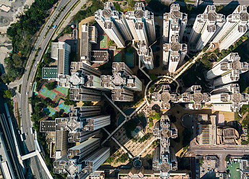 俯视,市区,香港