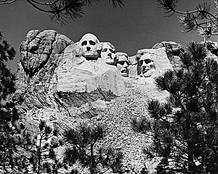 美国,南达科他,拉什莫尔山国家纪念公园,仰视,雕塑,总统,雕刻,山