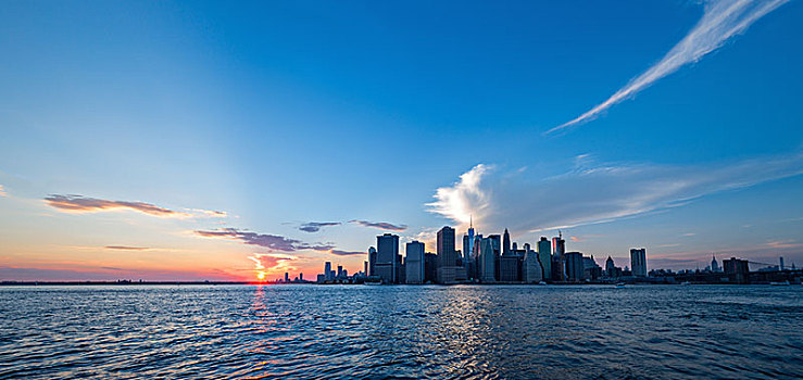 纽约曼哈顿的美丽日落