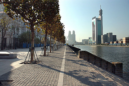 天津海河岸边带状公园