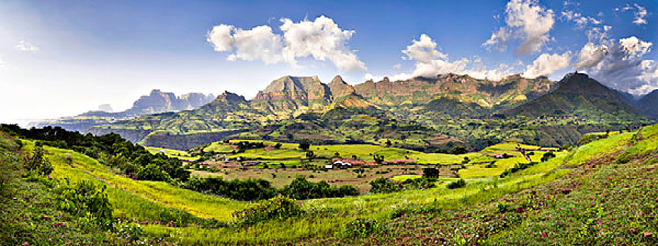 风景,靠近,悬崖,山,埃塞俄比亚