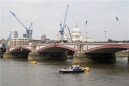 伦敦,英格兰,黑衣修道士桥,上方,泰晤士河