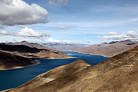 西藏,高原,蓝天,白云,湖水,0093