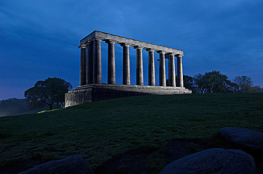 国家,纪念建筑,黃昏,仿制,帕特侬神庙,设计,纪念,苏格兰,战争,卡尔顿山,爱丁堡,洛锡安,区域,英国,欧洲