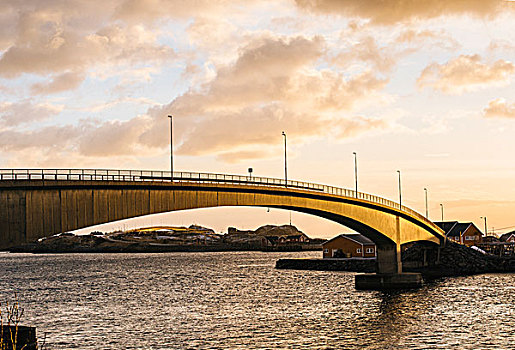 桥,海岸线,瑞恩,罗弗敦群岛,挪威