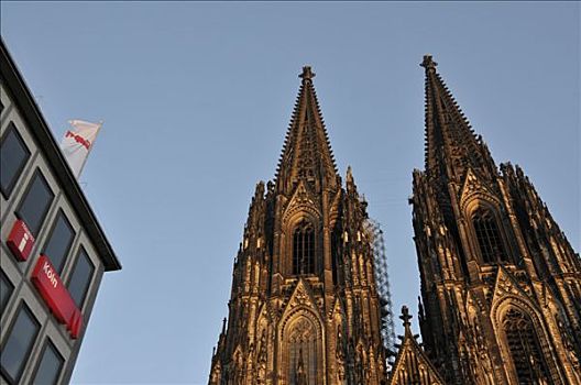 西部,建筑,科隆大教堂,科隆,北莱茵威斯特伐利亚,德国,欧洲
