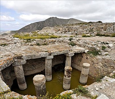 蓄水池,遗迹,山,锡拉岛,希腊
