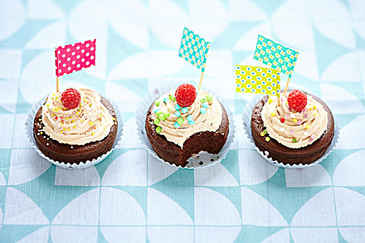巧克力,树莓,杯形蛋糕