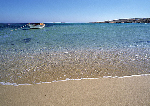 希腊,基克拉迪群岛,海岸,小,锚定,船
