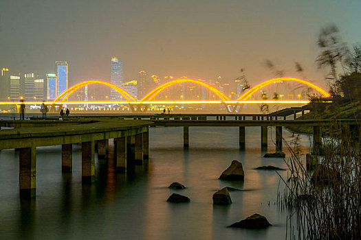 长沙三汊矶大桥夜景