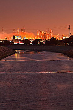 炼油厂,靠近,水道,英里,河流,加利福尼亚,美国