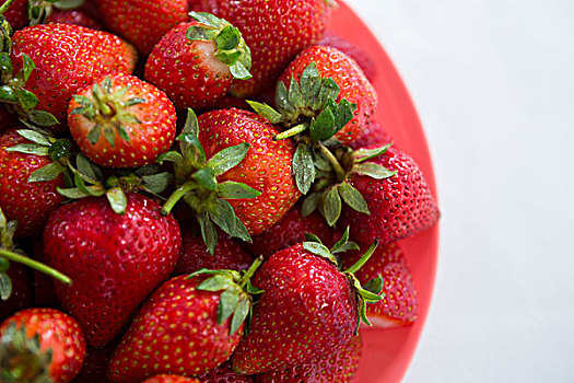 特写,新鲜,草莓,盘子,白色背景,背景